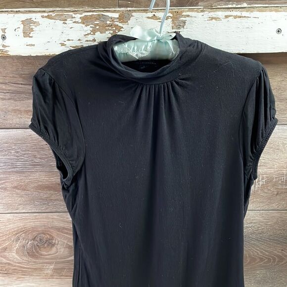 BWear Ladies Solid Black Stretch Short Sleeve High Collar Top, Size XL - Picture 4 of 5